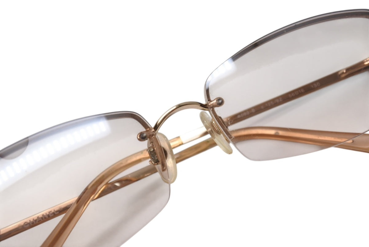 CHANEL シャネル リムレス サングラス メガネ ラインストーンココ