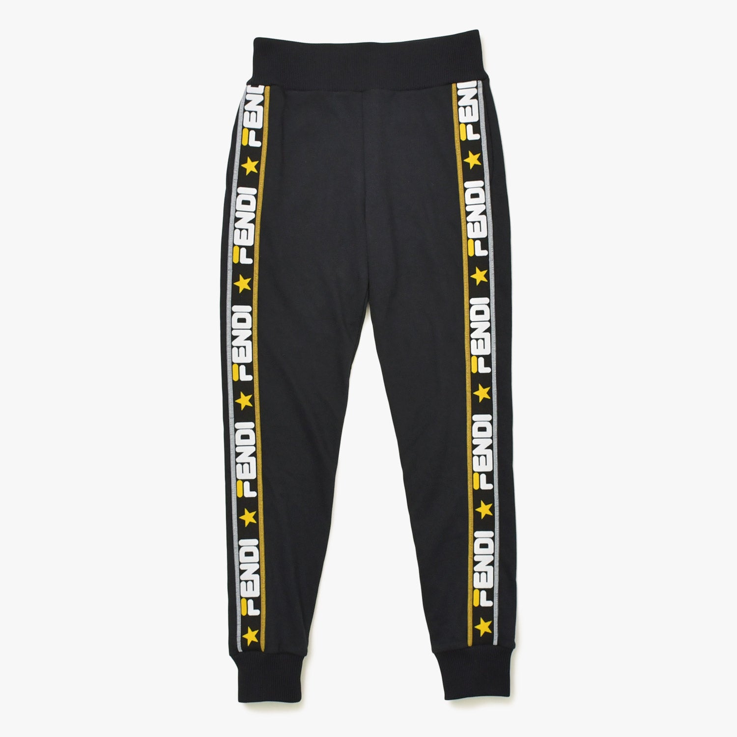 FENDI Fendi × Fila Black Knit Logo Band Trim Jogger Pants Size 40