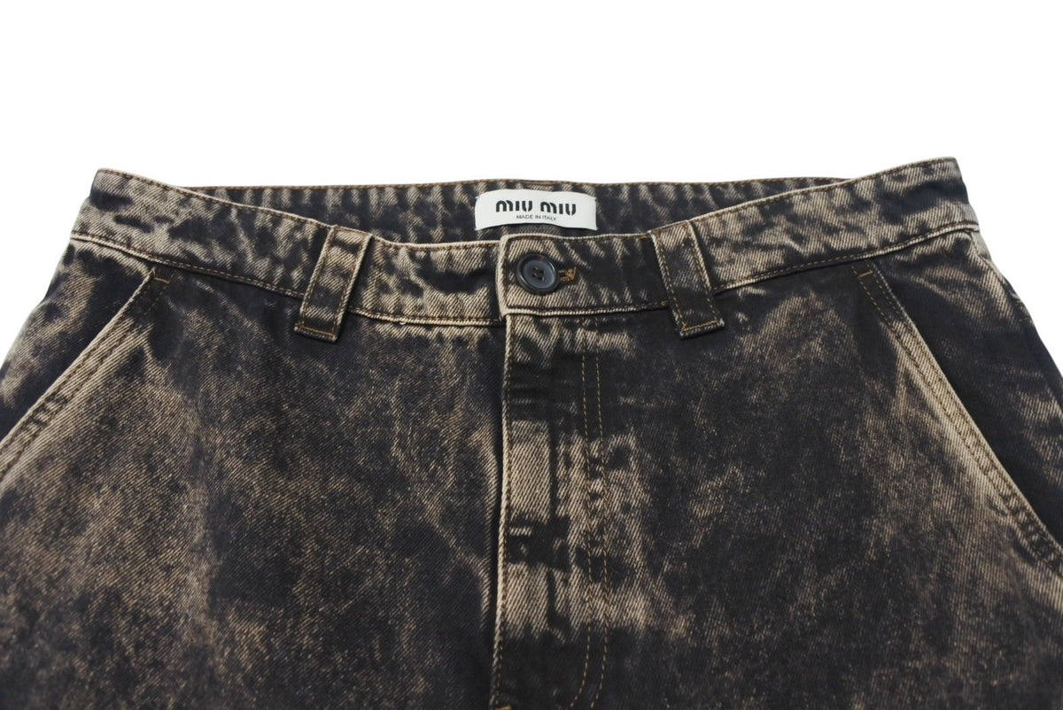 極美品 MIU MIU ミュウミュウ ロゴ デニム パンツ 2022 ダメージ加工