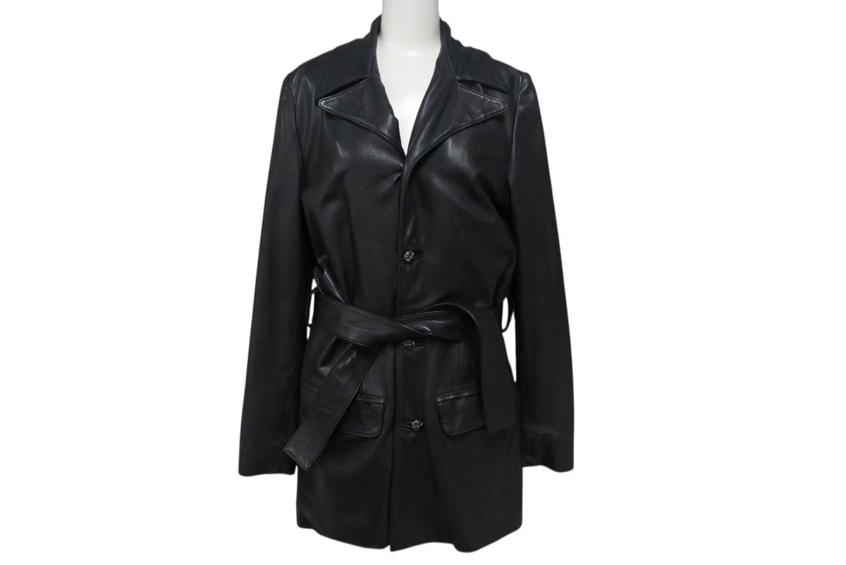 CHROME HEARTS クロムハーツ 4クロスボールボタン レザーコート