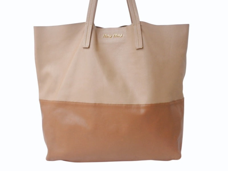 MIUMIU ミュウミュウ トートバッグ ハンドバッグ バイカラー レザー