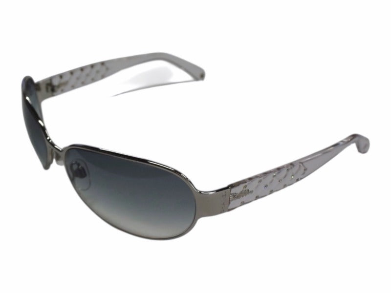 極美品 CHANEL シャネル ラインストーン サングラス ホワイト シルバー