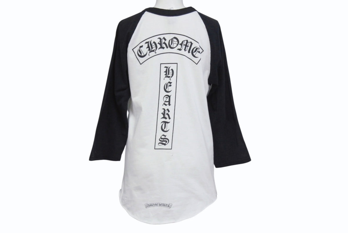 クロムハーツ Tシャツ ヴァインダガー 白×黒 CHROME HEARTS (クロムハーツ) ヴァインダガー ショート丈 クルー