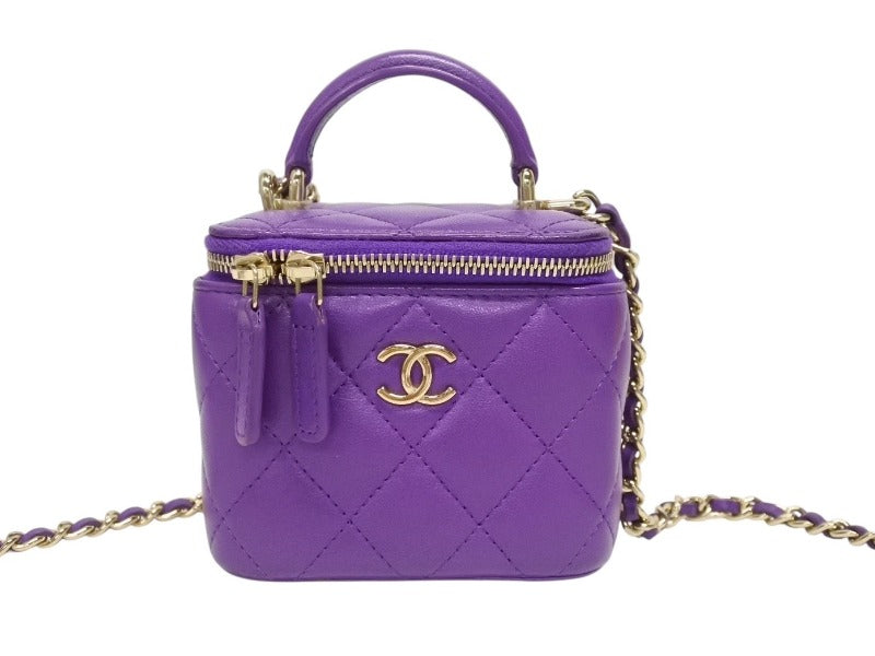 CHANEL バニティ パール Chanel Black Quilted Lambskin Pearl Crush Vanity Box Aged Gold