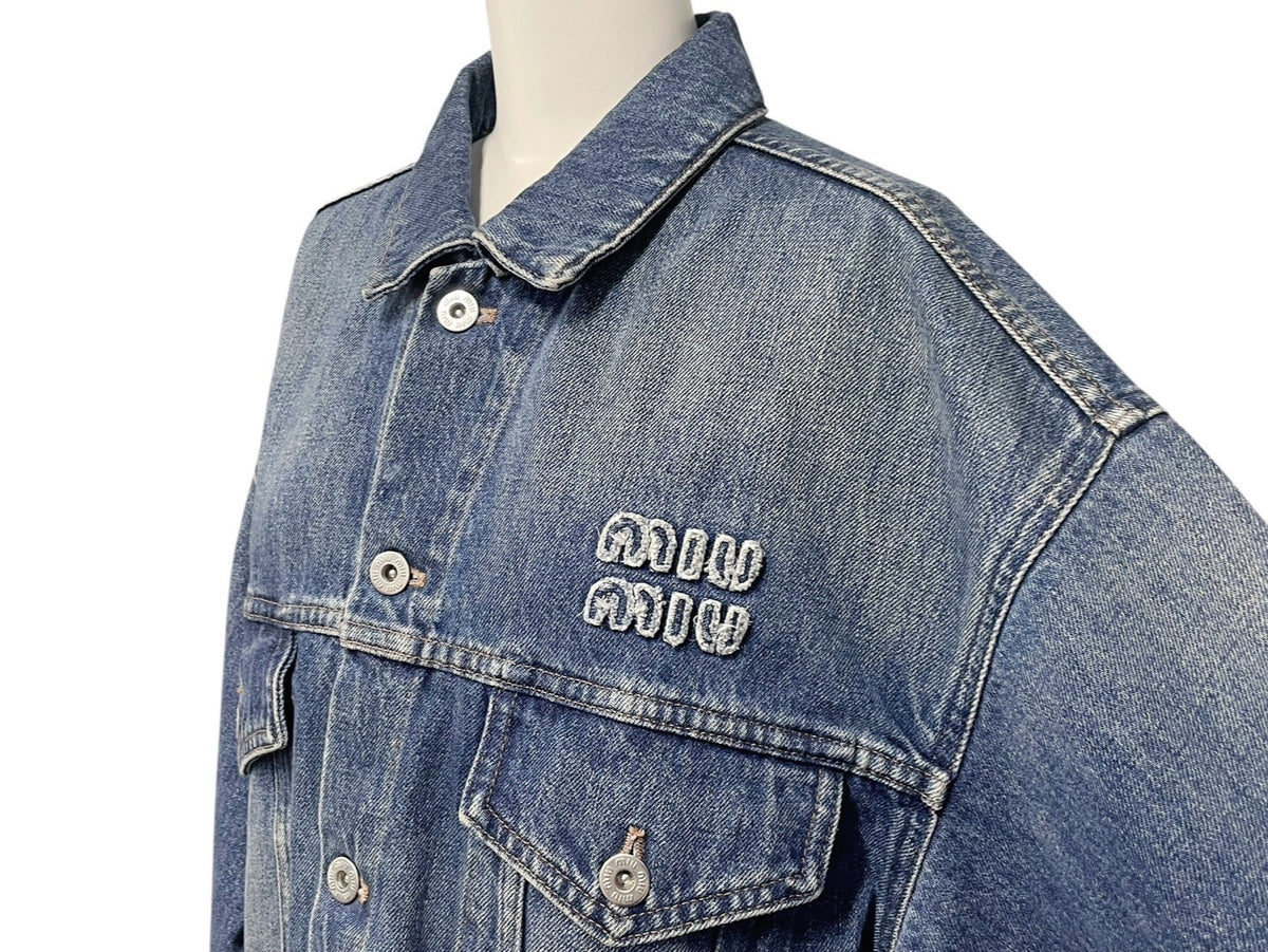 MIUMIU ミュウミュウ デニム ブルゾン ジャケット ブルー ロゴ