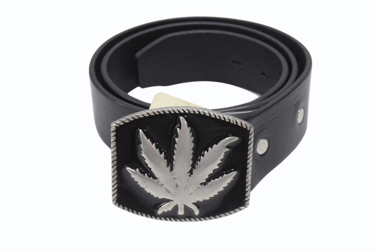 ルシアンペラフィネ ベルト ヘンプ リーフバックル付きベルト 黒 Lucien Pellat-Finet ルシアンペラフィネ ベルト 大麻柄 レザー