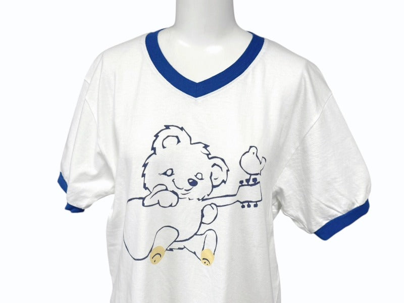 新品未使用 KAPITAL キャピタル 20/-天竺 VネックリンガーT(リトルベア&ハーモニーpt) Tシャツ K2502SC017 ブルー サイズ2 中古 4b007553 新品未使用 KAPITAL キャピタル 20/-天竺 VネックリンガーT(リトルベア