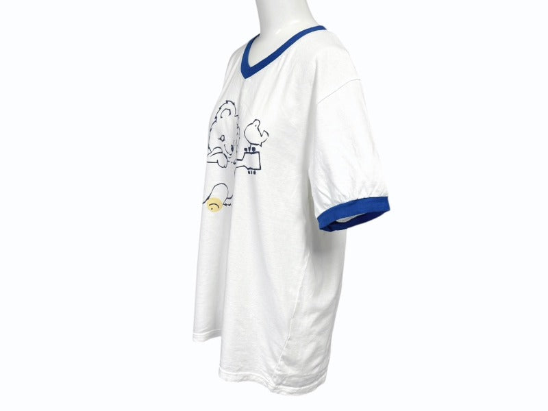 新品未使用 KAPITAL キャピタル 20/-天竺 VネックリンガーT(リトルベア&amp;ハーモニーpt) Tシャツ K2502SC017 ブルー サイズ2 中古 4b007553 新品未使用 KAPITAL キャピタル 20/-天竺 VネックリンガーT(リトルベア