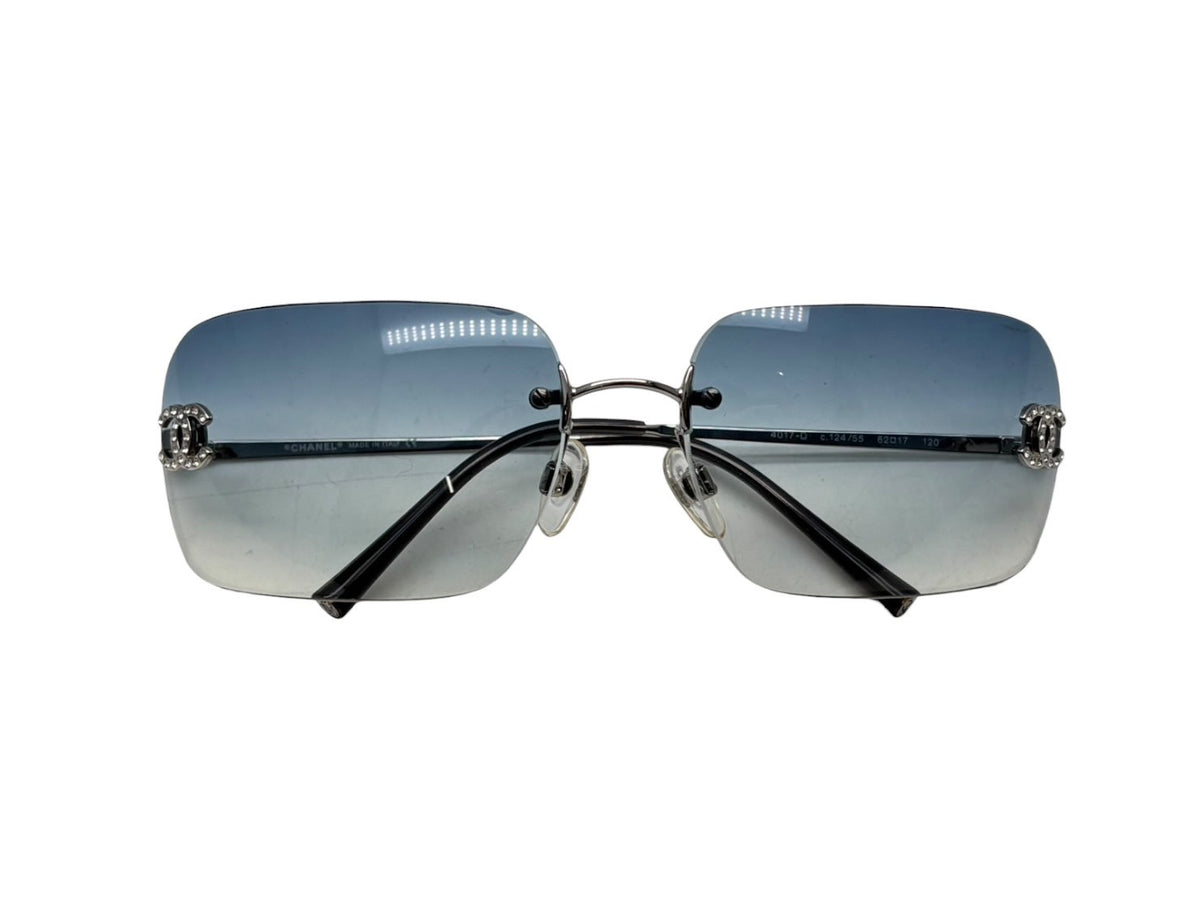 美品 シャネル 4017 リムレス サングラス シルバー 62□17 度無し 極美品 CHANEL シャネル リムレス サングラス 4017-D c.124/55 サイズ