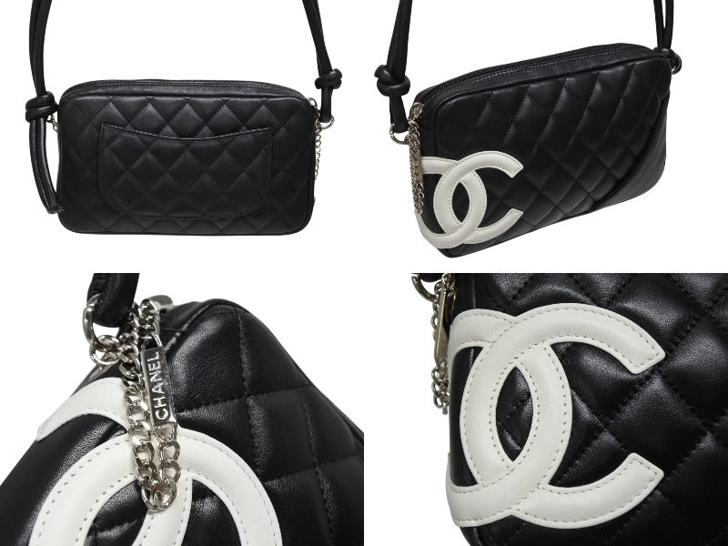 シャネル CHANEL カンボンライン ショルダー バッグ ブラック ホワイト 極美品 CHANEL シャネル カンボンライン ワンショルダーバッグ 10番台