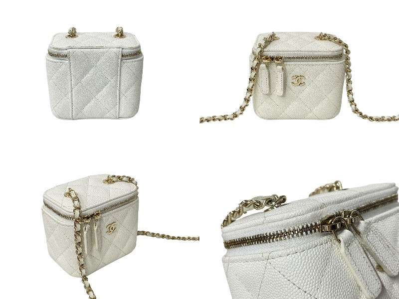 CHANEL シャネル マトラッセ スモールバニティ チェーンショルダーバッグ AP1340 ココマーク ホワイト 32番台 美品 中古  4c069748 – Casanova Vintage