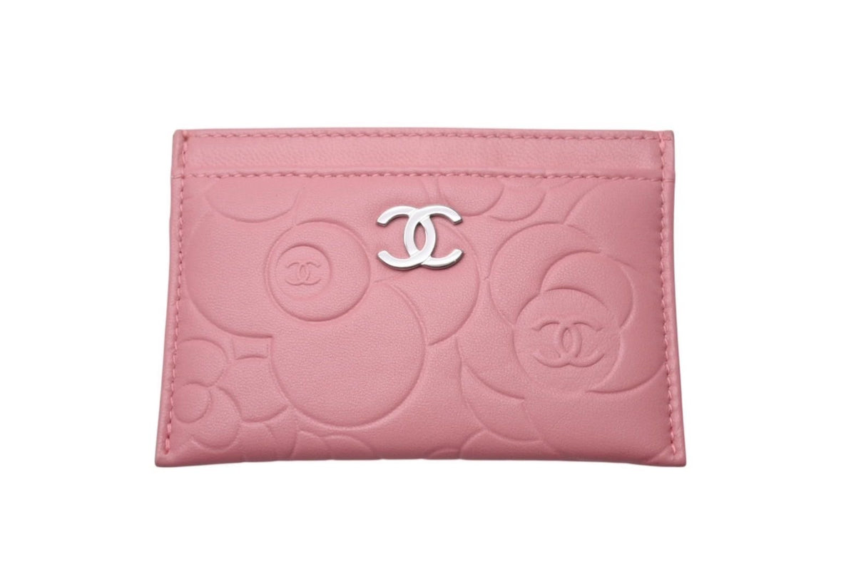 【 極美品 】CHANEL カードケース 定期入れ カメリア ピンク ココマーク 極美品 CHANEL シャネル カメリア カードケース パスケース 名刺入れ