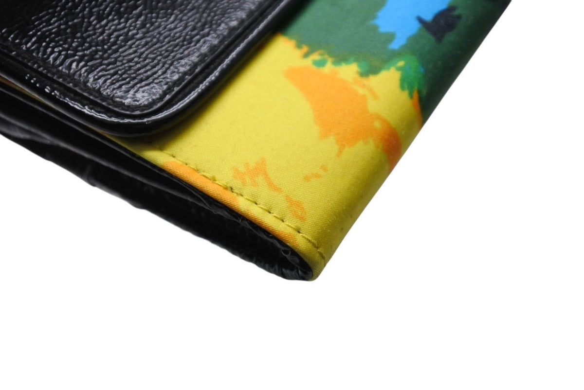 BALENCIAGA バレンシアガ 長財布 ターンロック 192994・496085 レザー サテン ブラック マルチカラー シルバー 美品 中古 4c070413 BALENCIAGA バレンシアガ 長財布 ターンロック 192994・496085 レザー