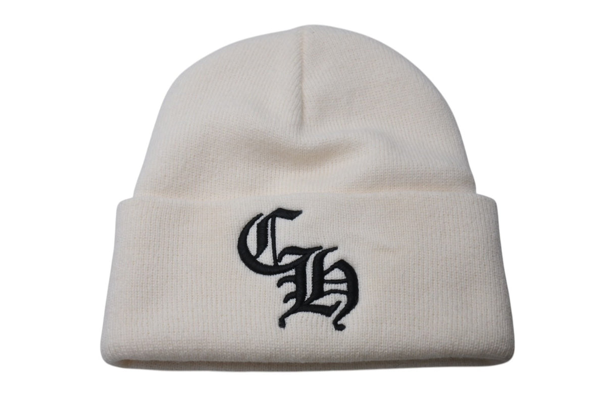 極美品 CHROME HEARTS クロムハーツ ビーニー ニットキャップ ホワイト