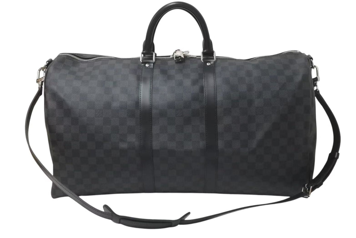 ルイヴィトンLOUIS VUITTONキーポル55ダミエボストンN41413黒 キーポル・バンドリエール 55 ダミエ・グラフィット｜ルイ・ヴィトン