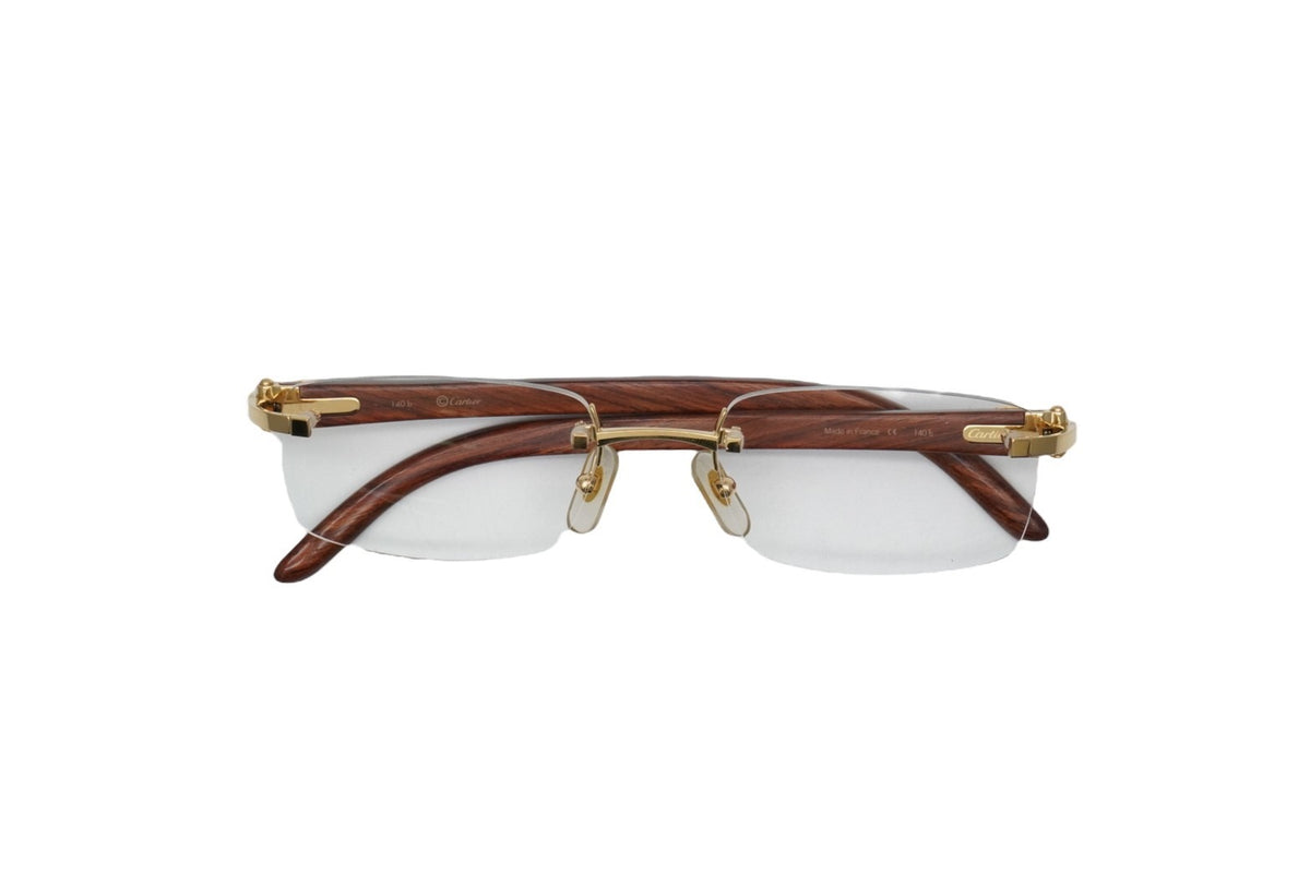 極美品 Cartier カルティエ レクタングル リムレス メガネ ウッド