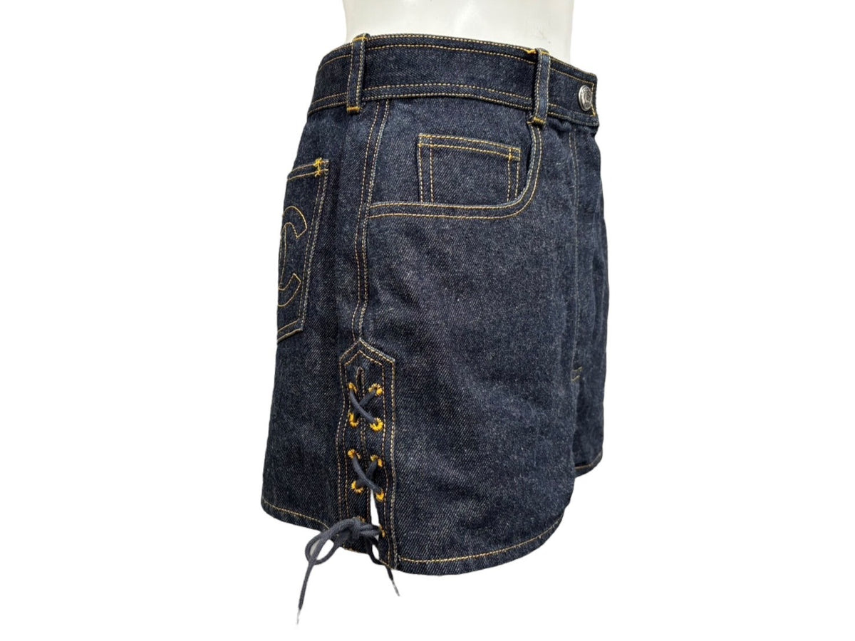 CHANEL シャネル ショートパンツ スカート ココマーク デニム ネイビー