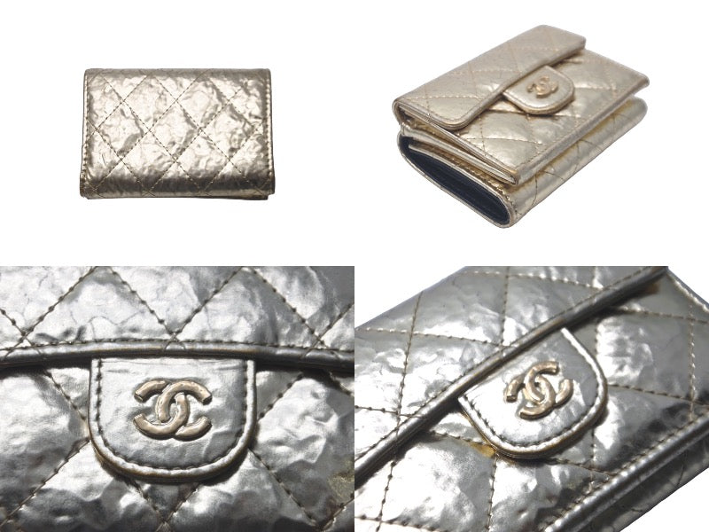 【超美品】CHANEL（シャネル）三つ折り財布 マトラッセ シルバー金具 CHANEL シャネル マトラッセ 三つ折り財布 シルバー