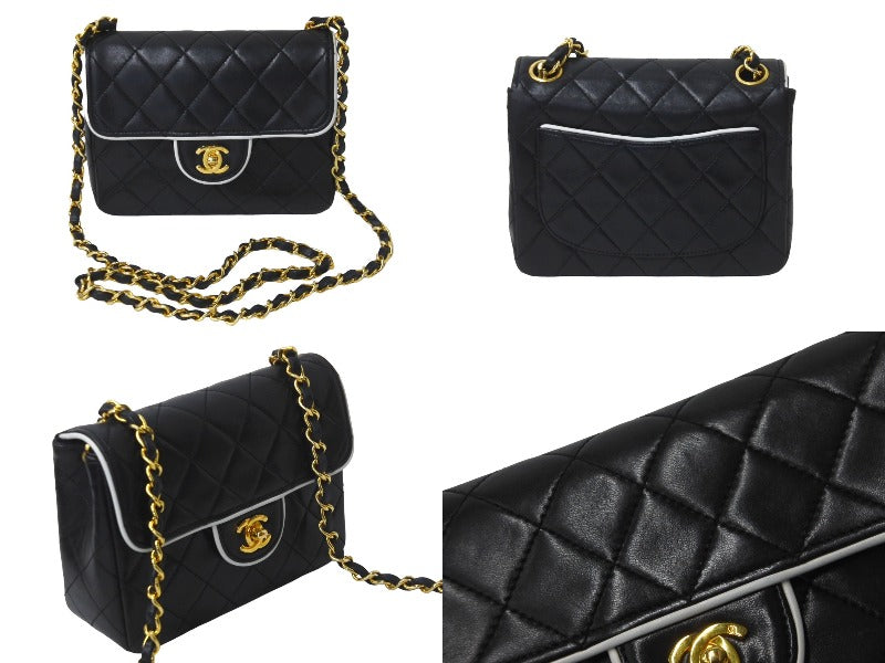 CHANEL シャネル ヴィンテージ ミニマトラッセチェーンショルダーバッグ19cm 1番台 ブラック ホワイト バイカラー 美品 中古 62732  – Casanova Vintage