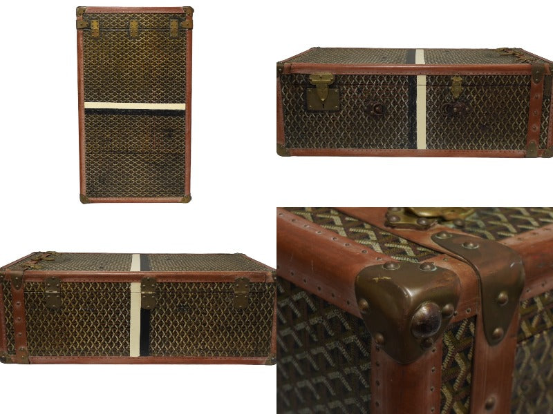 GOYARD ゴヤール アルモワール トランクケース トラベル ヘリンボーン柄 ブラウン ブラック ゴールド金具 中古 62848 –  Casanova Vintage