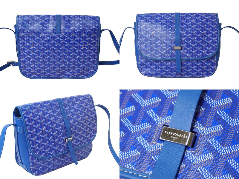 GOYARD ゴヤール ベルヴェデーレMM ショルダーバッグ BELVE3MMLTY10CG10P ブルー PVC レザー シルバー金具 美品 中古  62851 – Casanova Vintage