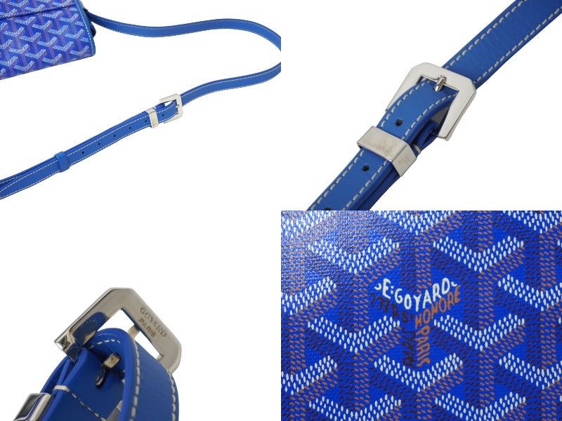 GOYARD ゴヤール ベルヴェデーレMM ショルダーバッグ BELVE3MMLTY10CG10P ブルー PVC レザー シルバー金具 美品 中古  62851 – Casanova Vintage