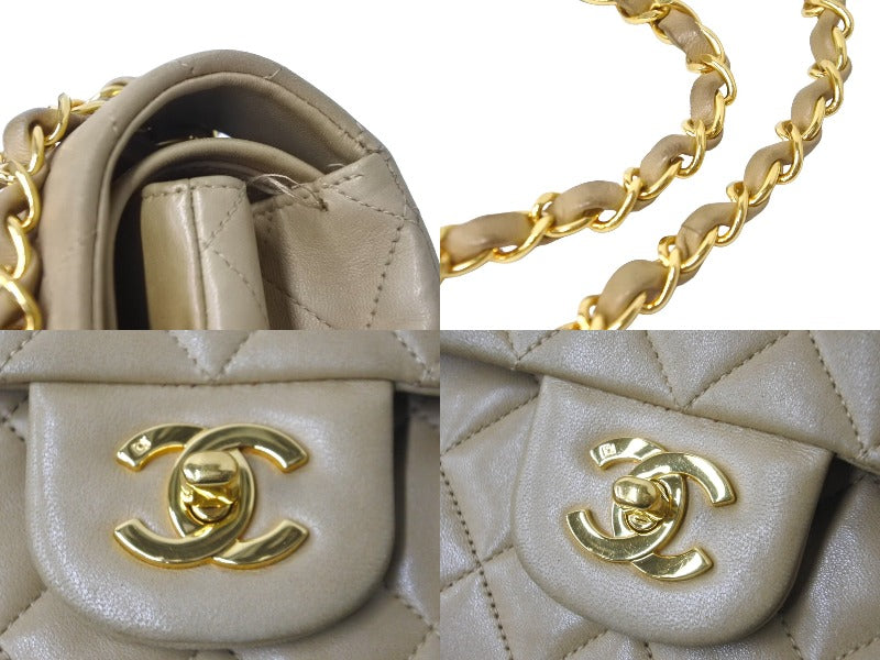 CHANEL シャネル マトラッセ 25cm Wフラップ チェーンショルダーバッグ 4番台 ラムスキン ベージュ ゴールド金具 美品 中古 64062  – Casanova Vintage