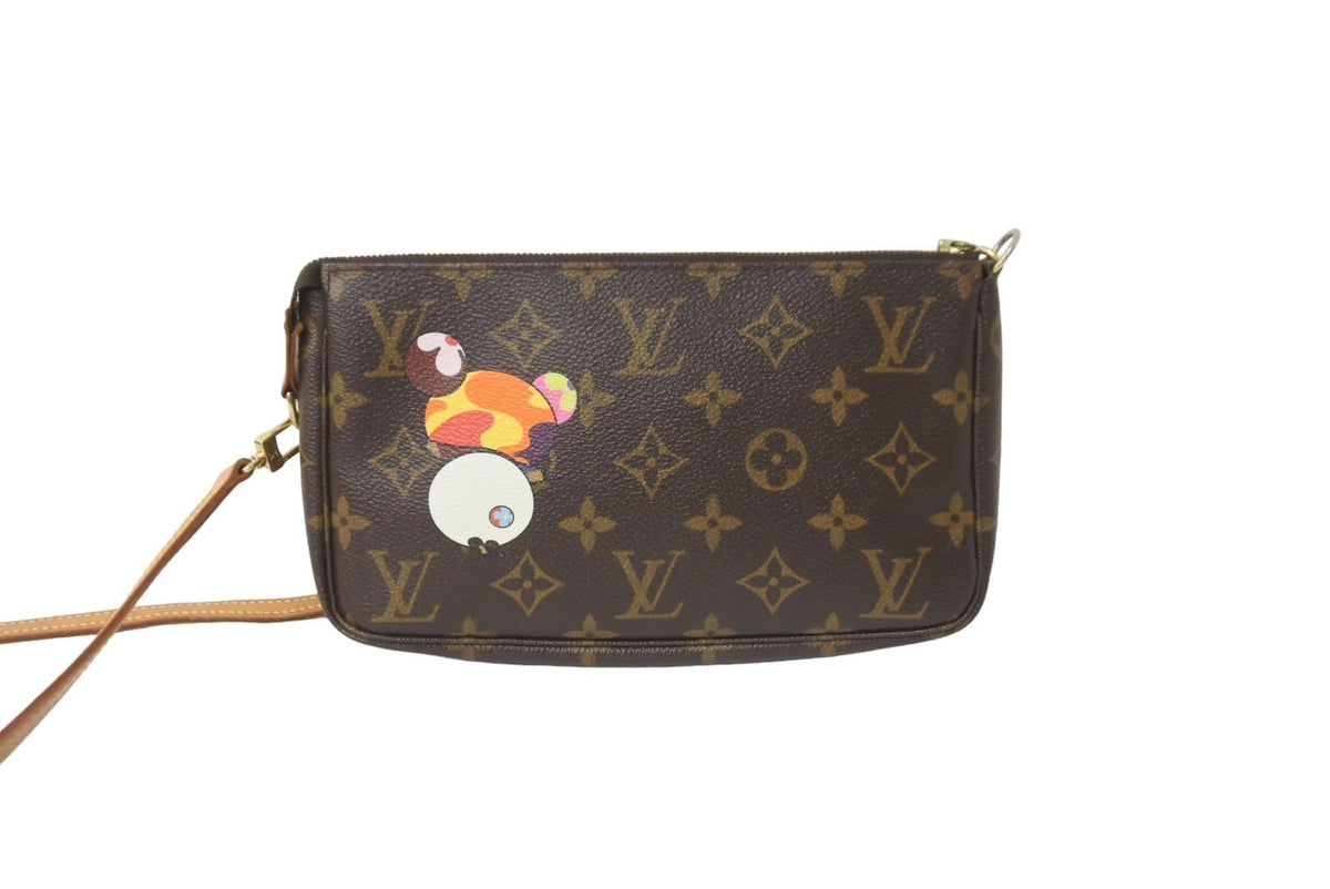 LOUIS VUITTON ルイヴィトン ハンドバッグ ポシェット アクセソワール 村上隆 M51981 パンダ モノグラム ゴールド金具 美品 中古  64115 – Casanova Vintage