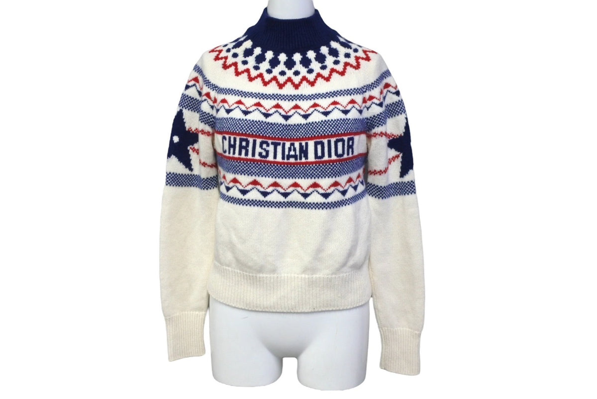 極美品 Christian Dior クリスチャンディオール ニット セーター 144S60BM134 2022年AW ウール カシミヤ ホワイト  36 中古 64141 – Casanova Vintage