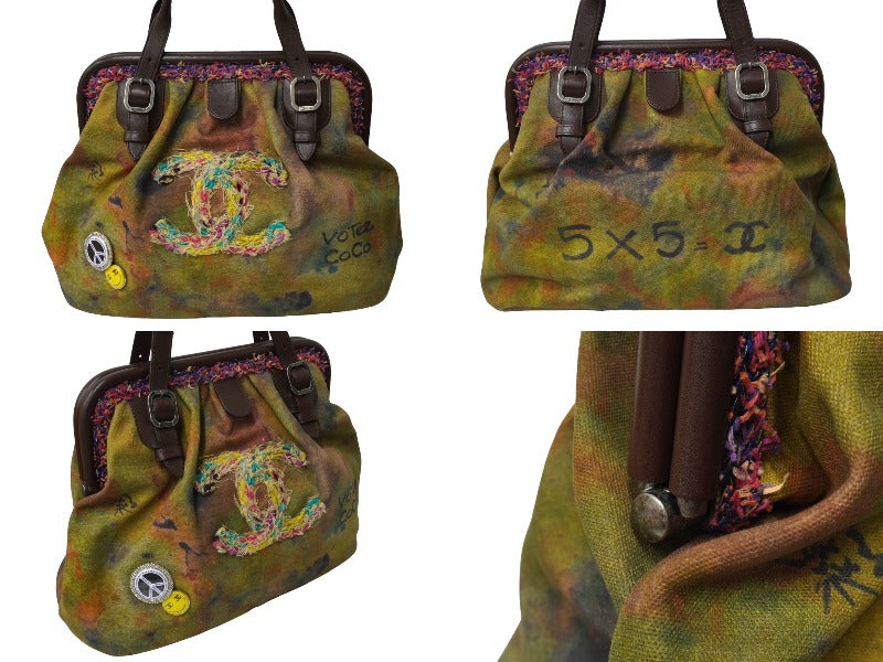 極美品 CHANEL シャネル エンブロイダリー グラフィティ がま口