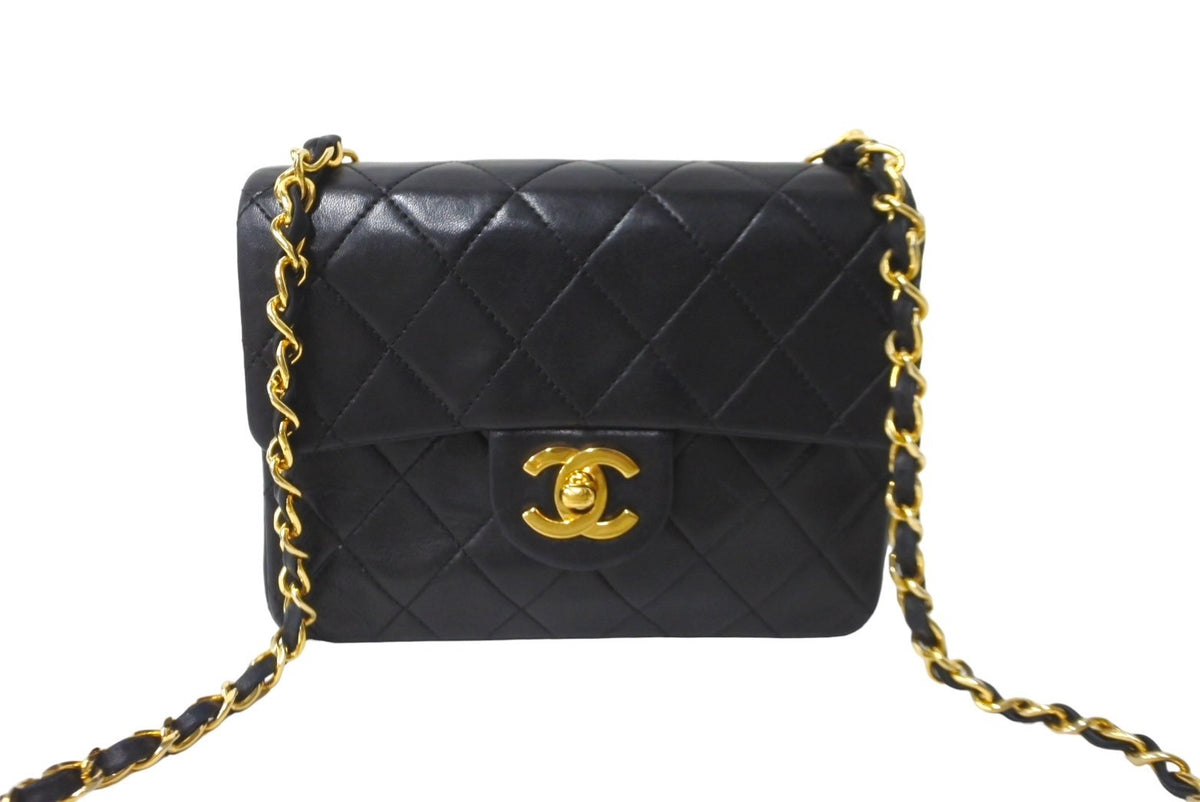 CHANEL シャネル ヴィンテージ ミニマトラッセチェーンショルダーバッグ19cm 1番台 ブラック ゴールド金具 美品 中古 64899 –  Casanova Vintage