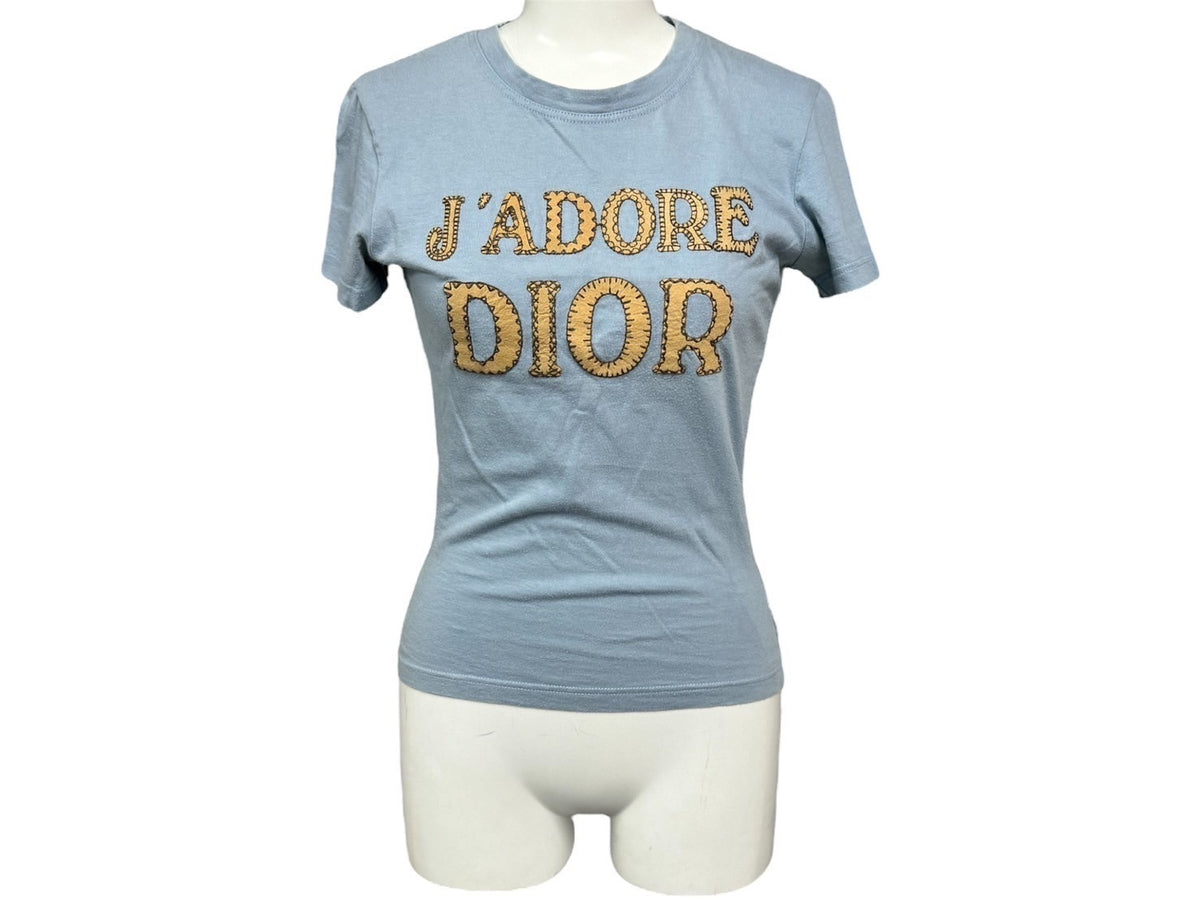 Christian Dior クリスチャンディオール J'ADORE 半袖Ｔシャツ 3P16155020 コットン ブルー ブラウン サイズ36 良品  中古 65819 – Casanova Vintage