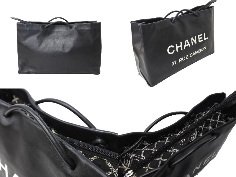 CHANEL シャネル エッセンシャル トートバッグ A46882 12番台 レザー ロゴパッチ ブラック ホワイト シルバー金具 美品 中古  66313 – Casanova Vintage