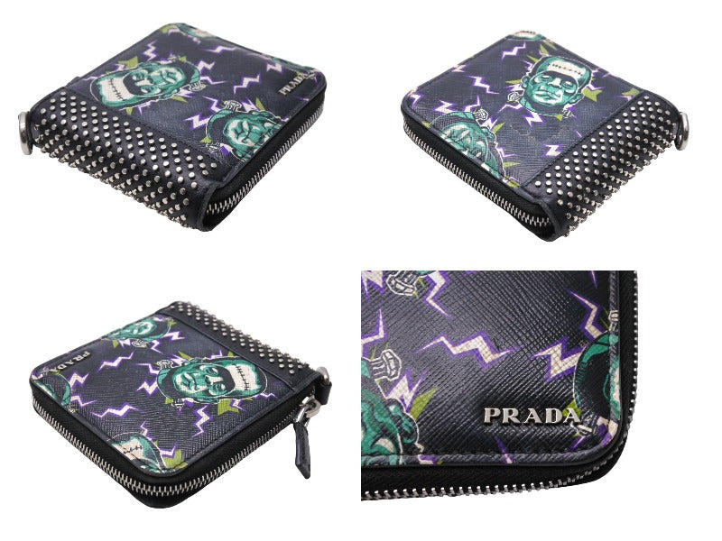 PRADA プラダ 二つ折り財布 フランケンシュタイン スタッズ 2mo004sasf-ment-zz ブラック グリーン 良品 中古 66329 –  Casanova Vintage