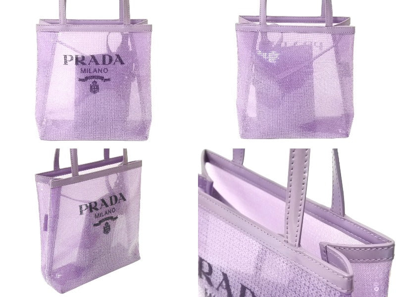 極美品 PRADA プラダ トートバッグ ハンドバッグ スパンコール メッシュ イタリア製 1BG417 パープル ブラック 中古 67045 –  Casanova Vintage