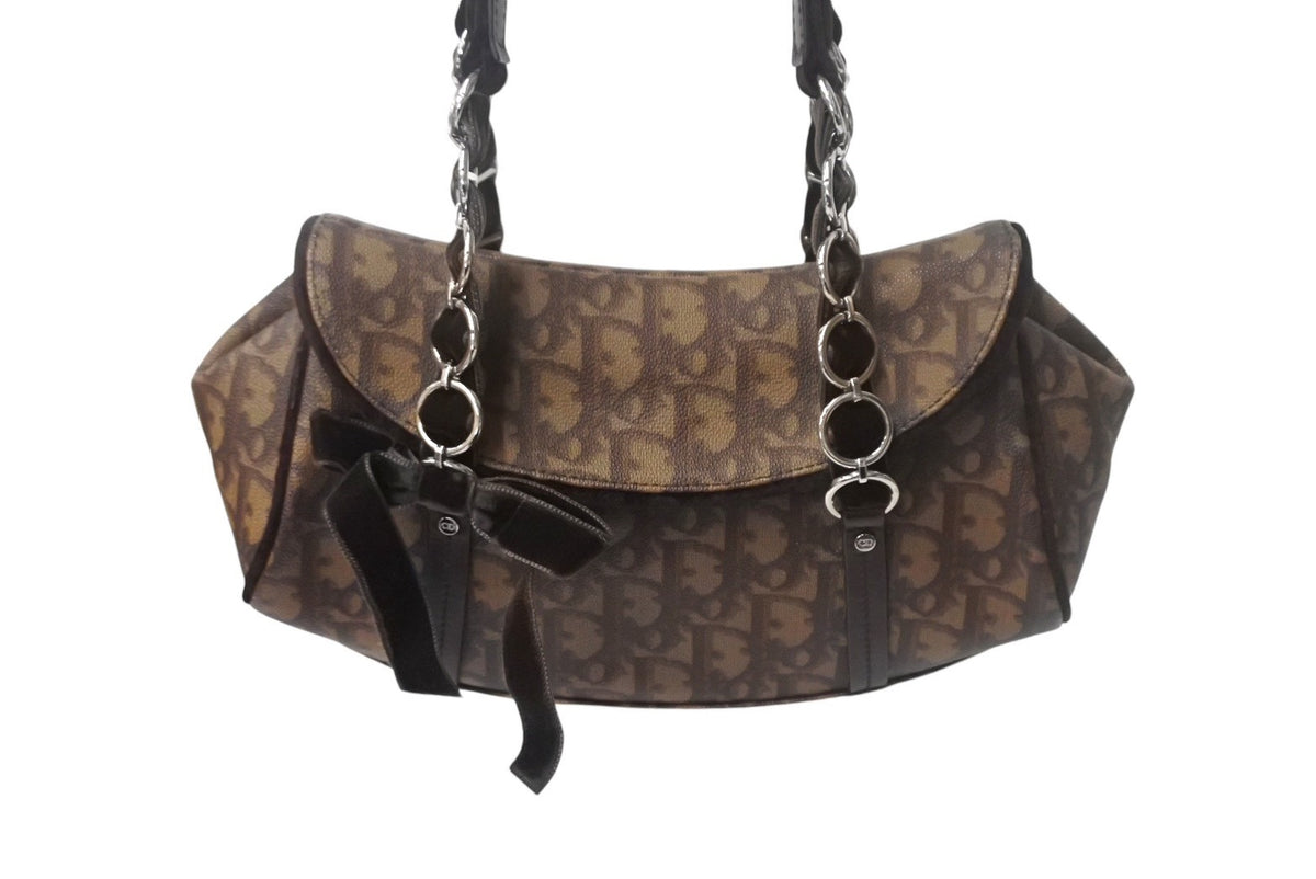 【良品】クリスチャンディオール ロマンティック ハンドバッグ トロッター PVC クリスチャンディオール トロッター ロマンティック PVC チェーン