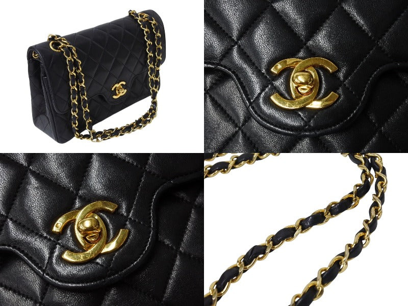 CHANEL シャネル マトラッセ23 Wチェーンショルダーバッグ Wフラップ ラムスキン 0番台 ブラック ゴールド金具 美品 中古  4c069384 – Casanova Vintage