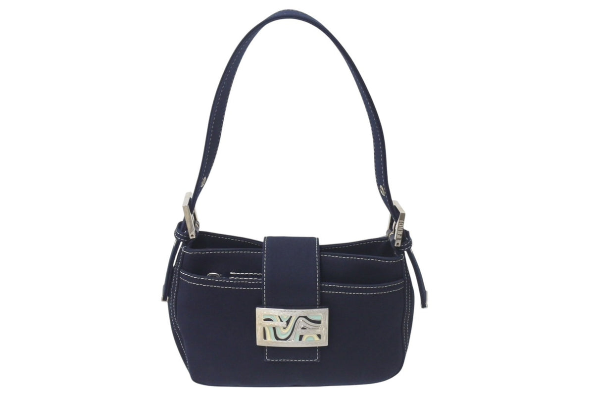 【美品】フェンディ デニム ショルダーバッグ ハーフムーン ネイビー 肩掛け FENDI バゲット デニムショルダーバッグ | ブルー | FARFETCH JP 【美