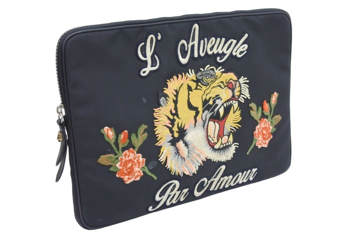 GUCCI グッチ エンブロイダリー タイガー クラッチバッグ ラップトップ