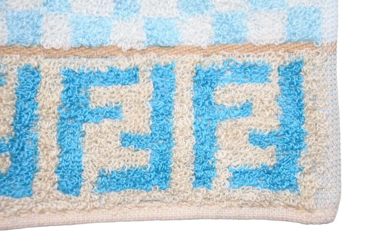 FENDI フェンディ ハンカチ ズッカ柄 コットン ブルー ホワイト