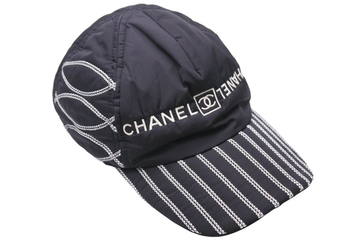 CHANEL シャネル キャップ 帽子 ココマーク スポーツライン グレー ナイロン サイズS 美品  53338