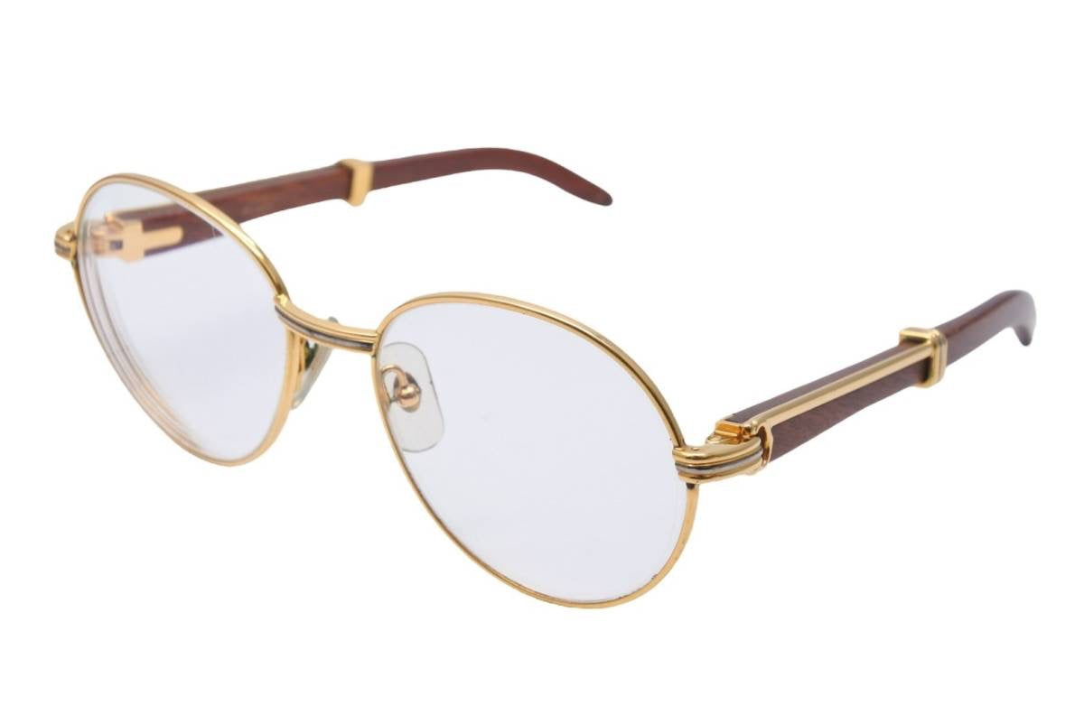 備考Cartier カルティエ メガネ 眼鏡 ウッド テンプル サングラス ヴィンテージ アイウェア 52□18 130b 美品  49900