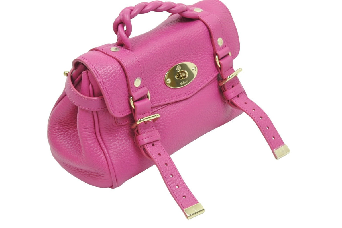 MULBERRY マルベリー Alexa ミニ サッチェル ハンドバッグ ピンク系 鞄 レザー ゴールド金具 RL6595736 良品 中古  51729 – Casanova Vintage