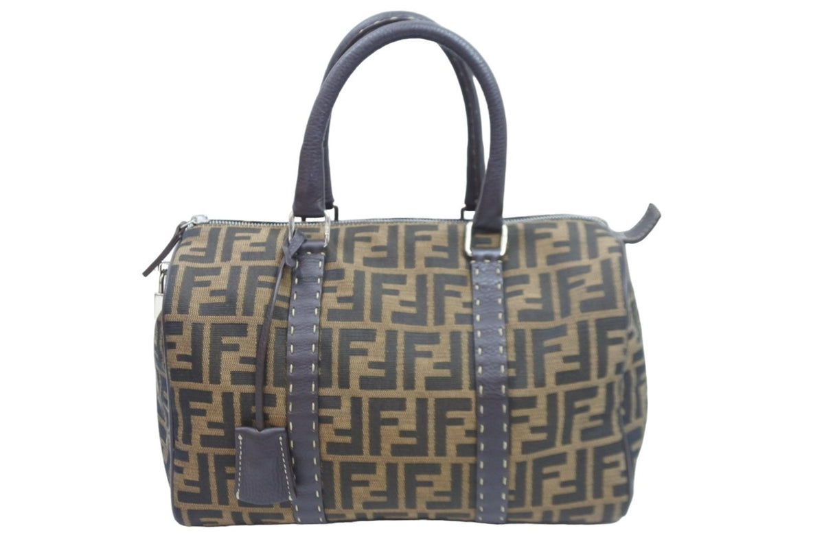 良品✨フェンディ ボストンバッグ ズッカ柄 キャンバス ブラウン 総柄 ロゴ型押 良品✨フェンディ ボストンバッグ ズッカ柄 キャンバス ブラウン 総柄