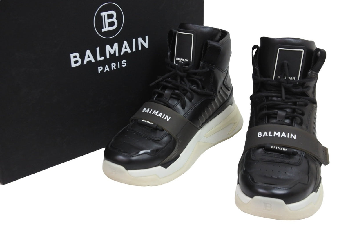 極美品 BALMAIN バルマン スニーカー ロゴバンド付き ハイカットスニーカー ブラック サイズ40 VM1C230L 中古 53705 –  Casanova Vintage