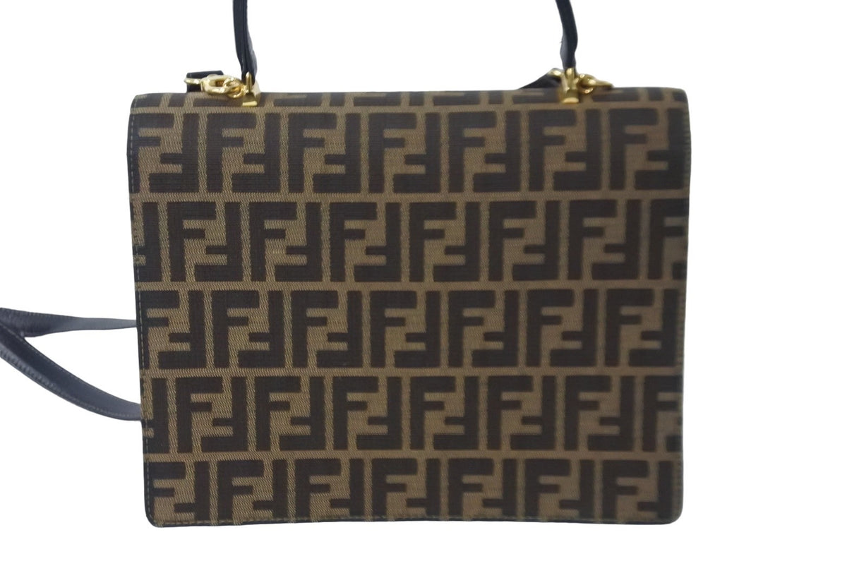 FENDI フェンディ ハンドバッグ ショルダーバッグ ズッカ柄 FF ロゴ レザー 091493308 2way ゴールド金具 美品 中古  54361 – Casanova Vintage