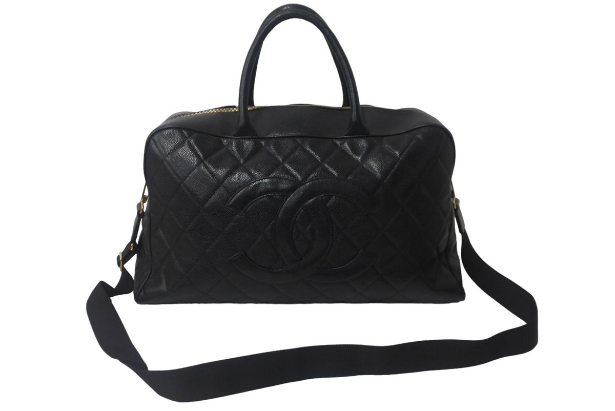 CHANEL シャネル ヴィンテージ ボストンバッグ キャビアスキン 旅行