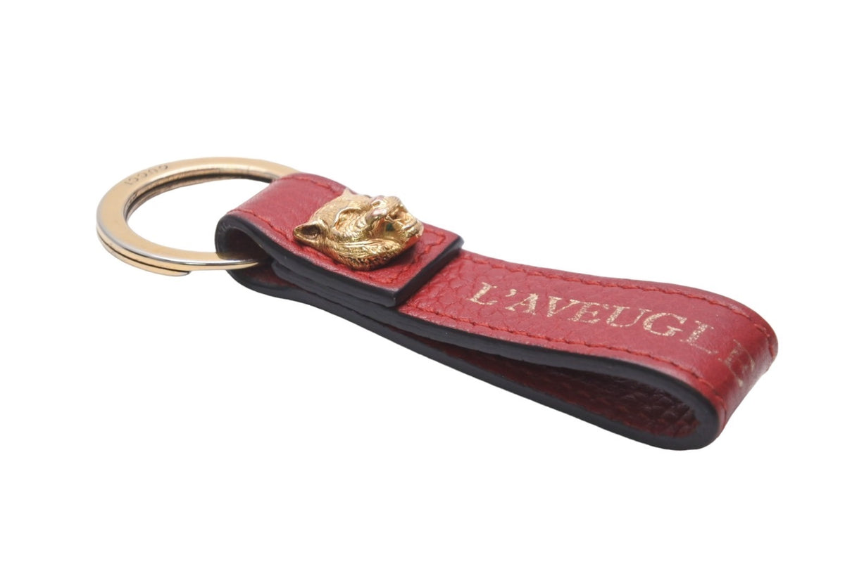 GUCCI グッチ キーホルダー キーチャーム タイガーヘッド レッド ゴールド金具 レザー 美品 中古 56339 – Casanova  Vintage