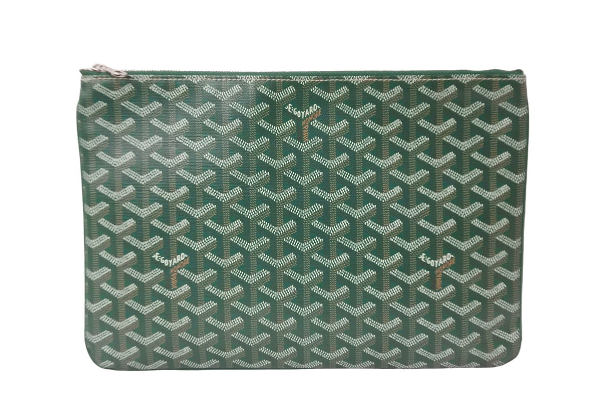 GOYARD ゴヤール ヘリンボーン柄 セナMM クラッチバッグ グリーン PVC