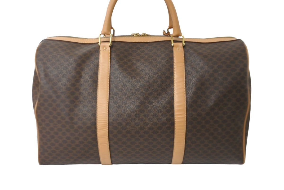 CELINE セリーヌ ボストンバッグ マカダム柄 ブラウン PVC レザー